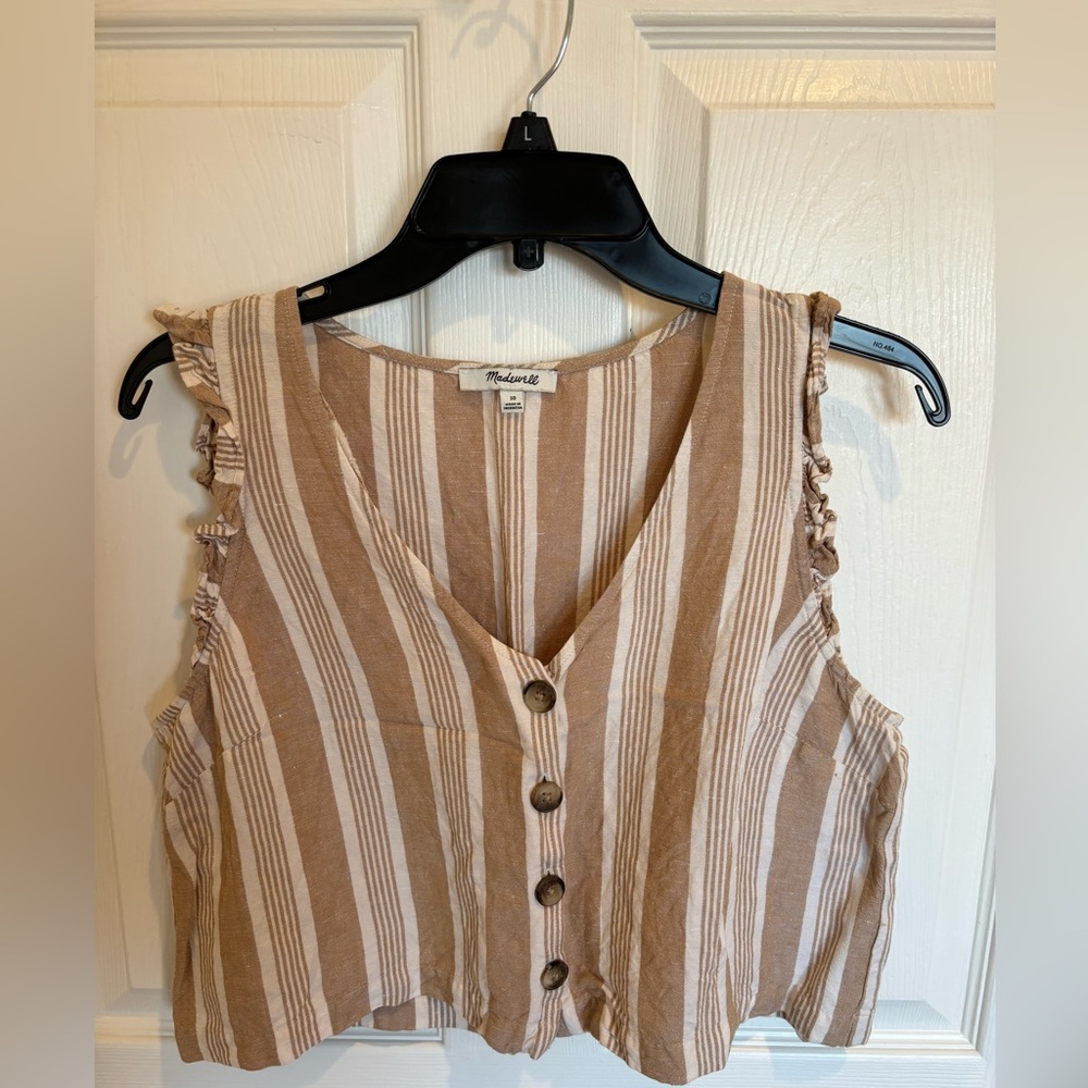 Madewell striped crop top tank top, size 10